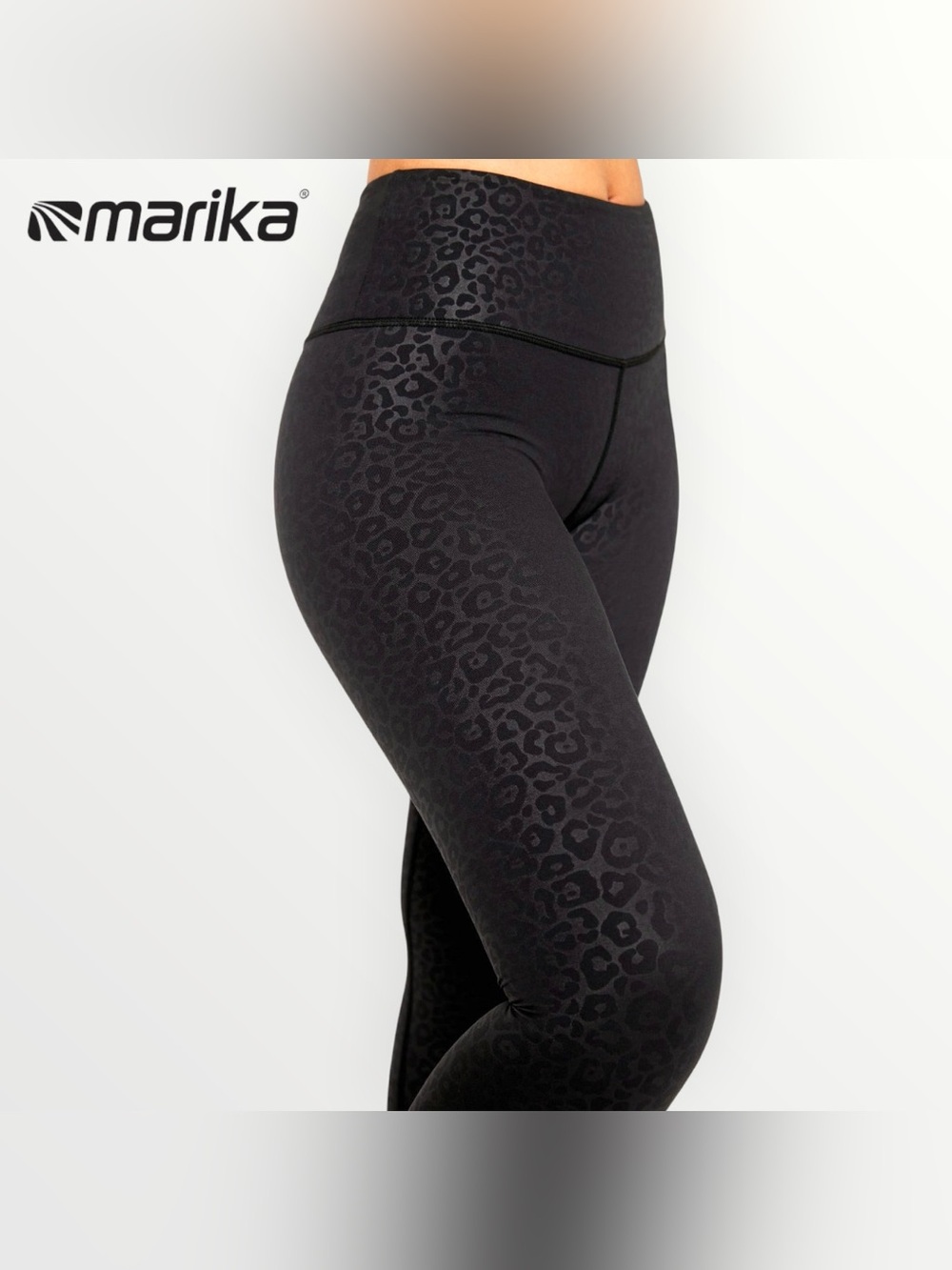 Marika Black High-Waist Leopard Jacquard Leggings